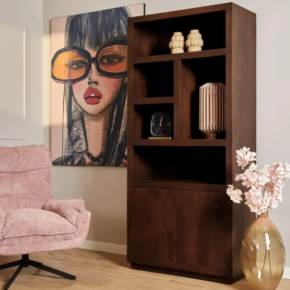 Vakkenkast Bruin Hout - 90x45x200cm - Brussel
