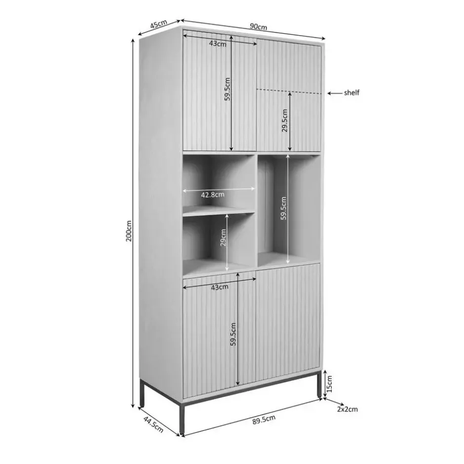 Vakkenkast Bruin Hout - 90x45x200cm - Madison