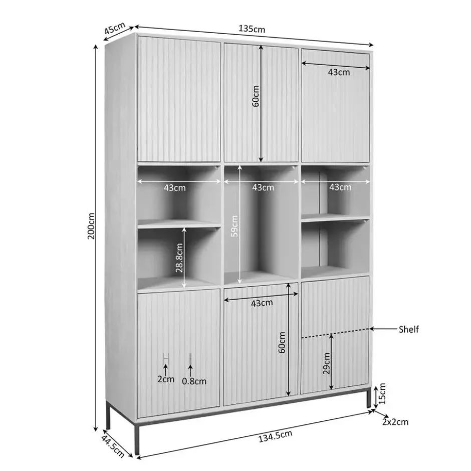 Vakkenkast Bruin Hout - 135x45x200cm - Madison XL