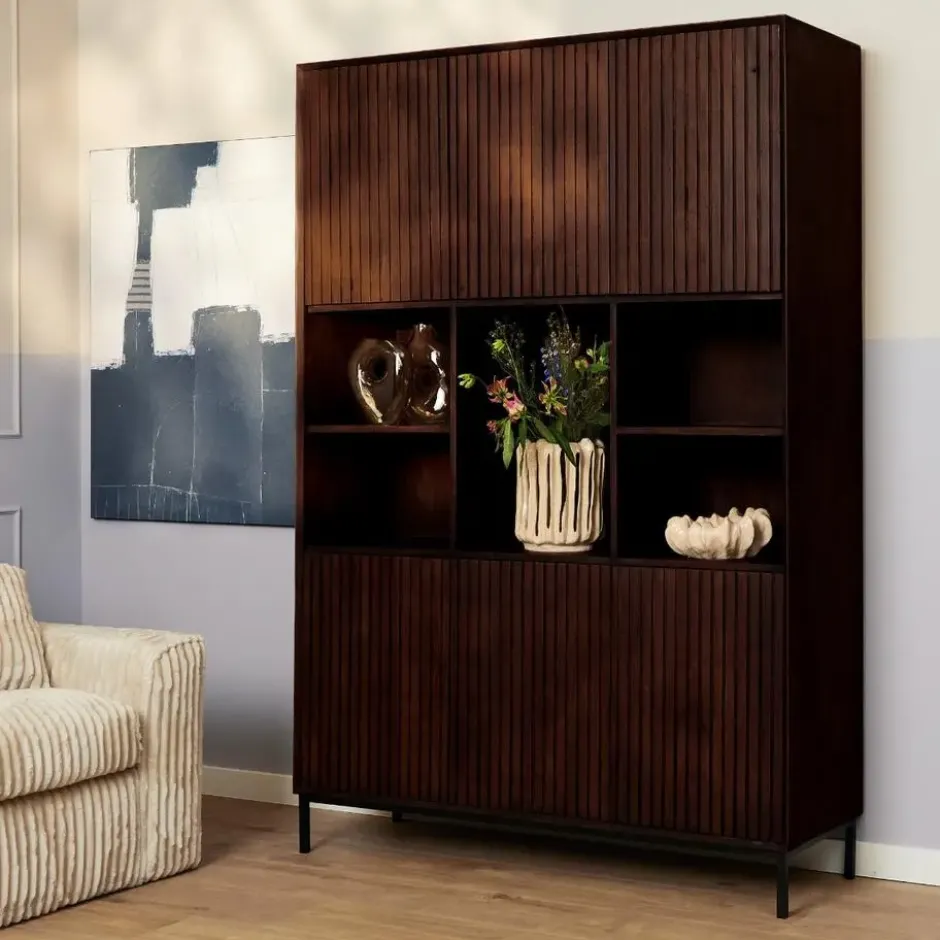 Vakkenkast Bruin Hout - 135x45x200cm - Madison XL