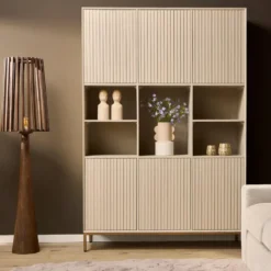 Vakkenkast Zandkleur Hout - 135x45x200cm - Madison XL