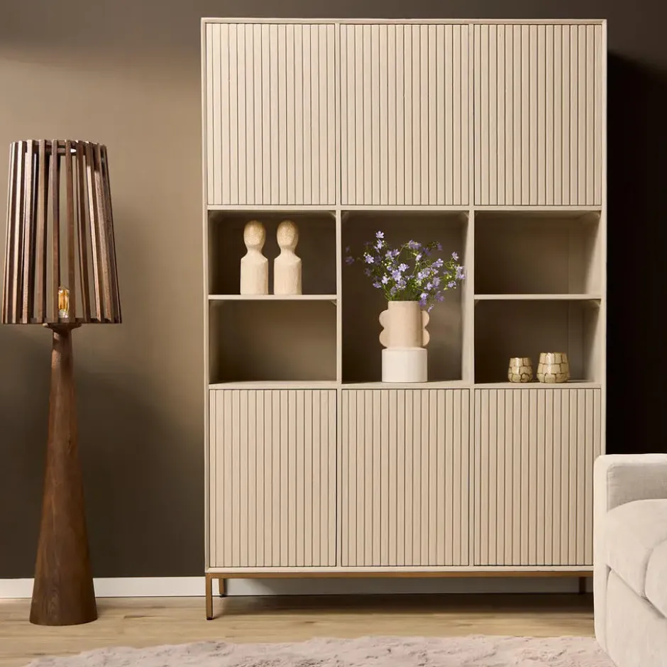Vakkenkast Zandkleur Hout - 135x45x200cm - Madison XL