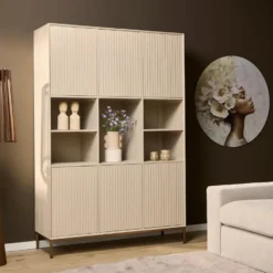 Vakkenkast Zandkleur Hout - 135x45x200cm - Madison XL