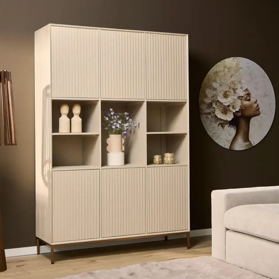 Vakkenkast Zandkleur Hout - 135x45x200cm - Madison XL