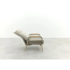 VDG Bilbao verstelbare rope loungestoel - Latte/Teak