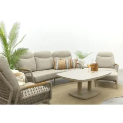 VDG Bilbao/Welton verstelbare rope stoel-bank loungeset - Latte/Teak