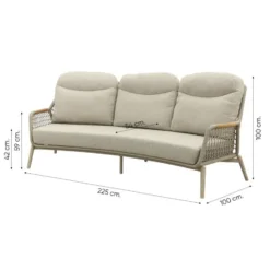 VDG Bilbao 3-zits rope loungebank - Latte/Teak