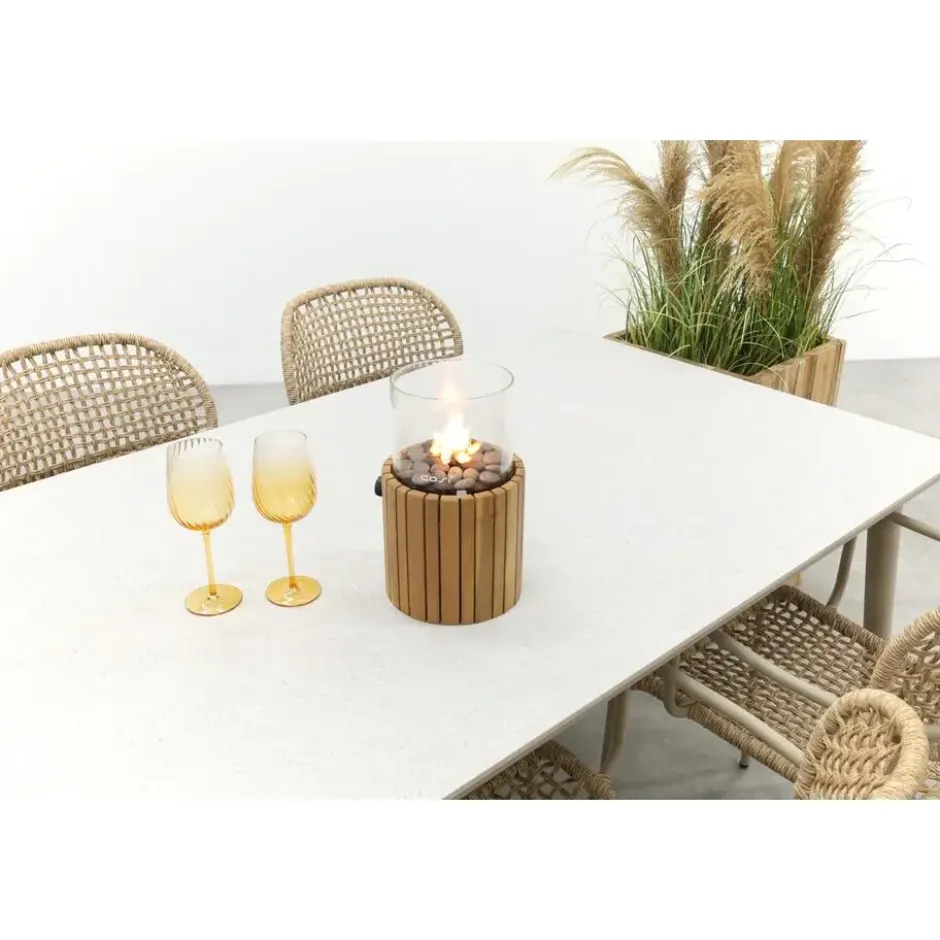 VDG Noa/Sofia stapelbare wicker 6-persoons dining tuinset 220x100 cm. - Latte