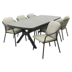 VDG Pisa/Ponto rope tuinset voor 6 personen 220x100 cm. - Antraciet