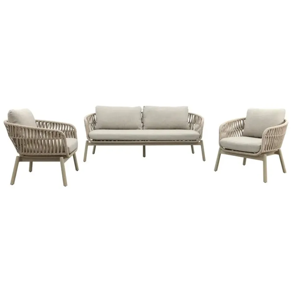 VDG Romeo rope stoel-bank loungeset - Latte