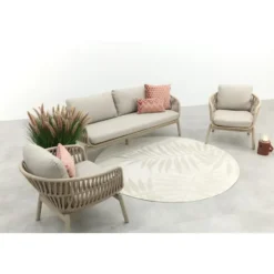 VDG Romeo rope stoel-bank loungeset - Latte