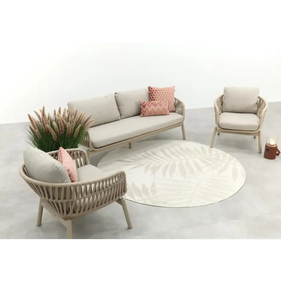 VDG Romeo rope stoel-bank loungeset - Latte