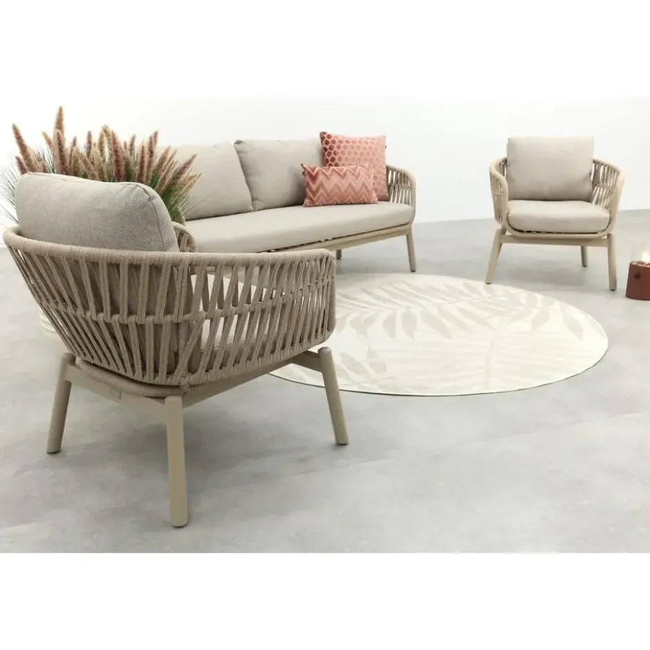 VDG Romeo rope stoel-bank loungeset - Latte