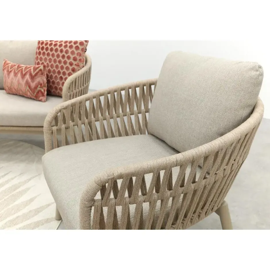 VDG Romeo rope stoel-bank loungeset - Latte