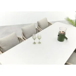 VDG Romeo/Sofia rope dining tuinset voor 6 personen 220x100 cm. - Latte