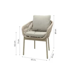 VDG Romeo/Sofia rope dining tuinset voor 6 personen 220x100 cm. - Latte