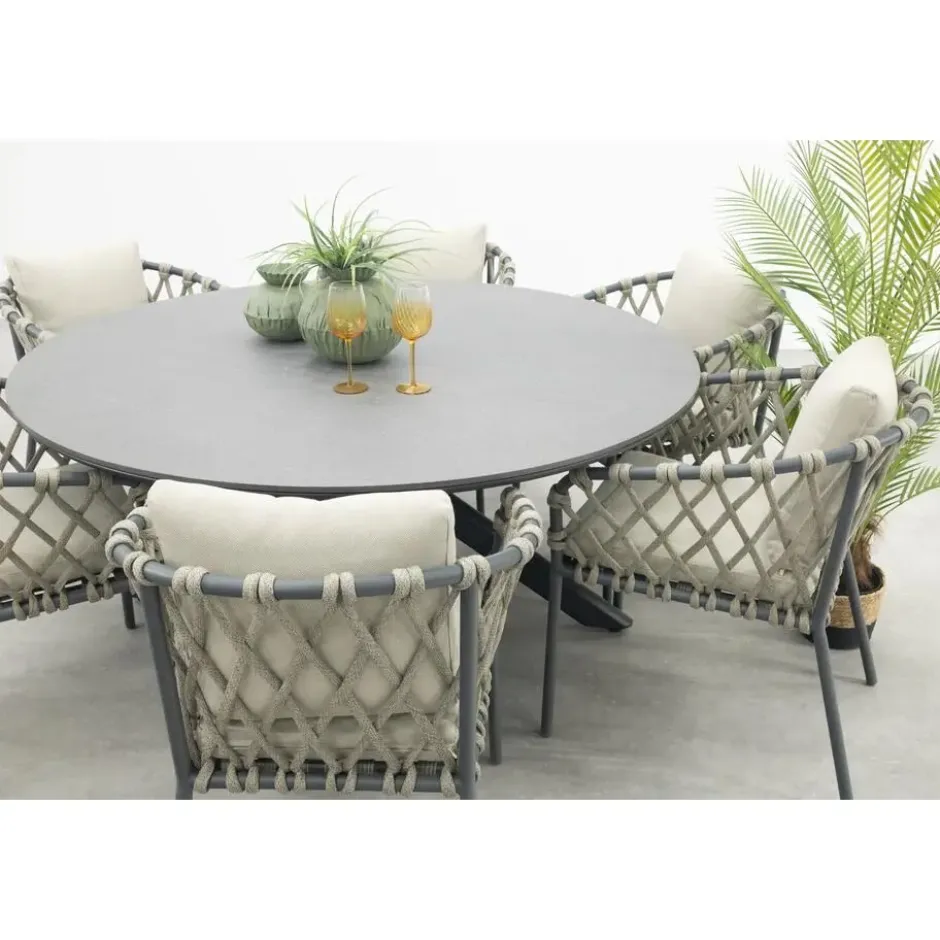 VDG Sara/Marena ronde tuinset Ø158 cm. (7-delig) - Antraciet