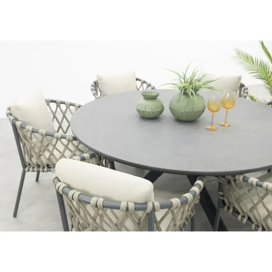 VDG Sara/Marena ronde tuinset Ø158 cm. (7-delig) - Antraciet