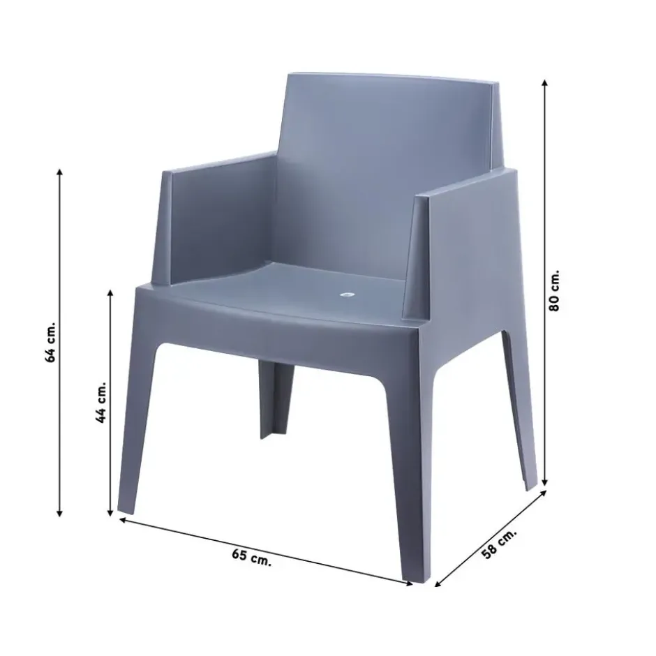 VDG Siesta Box stapelbare tuinstoel - Donkergrijs