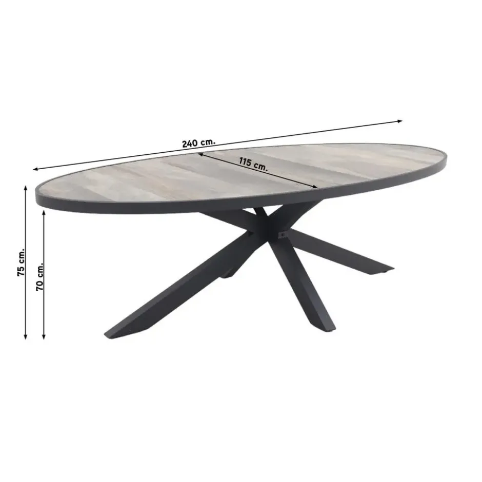VDG Silva ovale tuintafel - houtlook - 240 x 115 cm