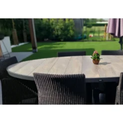 VDG Silva ovale tuintafel - houtlook - 240 x 115 cm