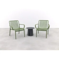 VDG Stripe/Velora loungestoelen set (3-delig) - Mosgroen/Royal grey