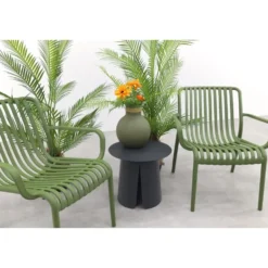 VDG Stripe/Velora loungestoelen set (3-delig) - Mosgroen/Royal grey