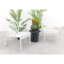 VDG Stripe/Velora loungestoelen set (3-delig) - Wit/Royal grey