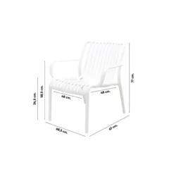 VDG Stripe/Velora loungestoelen set (3-delig) - Wit/Royal grey