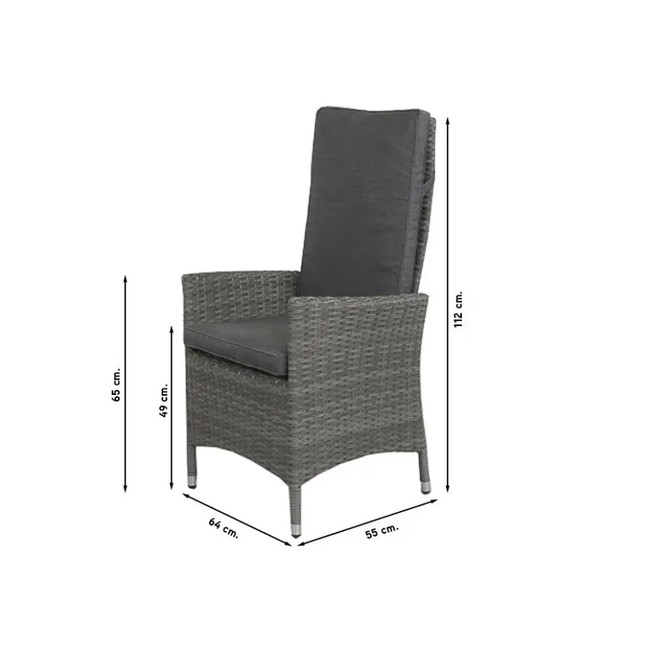 VDG Timber wicker verstelbare tuinstoel - Organic grey