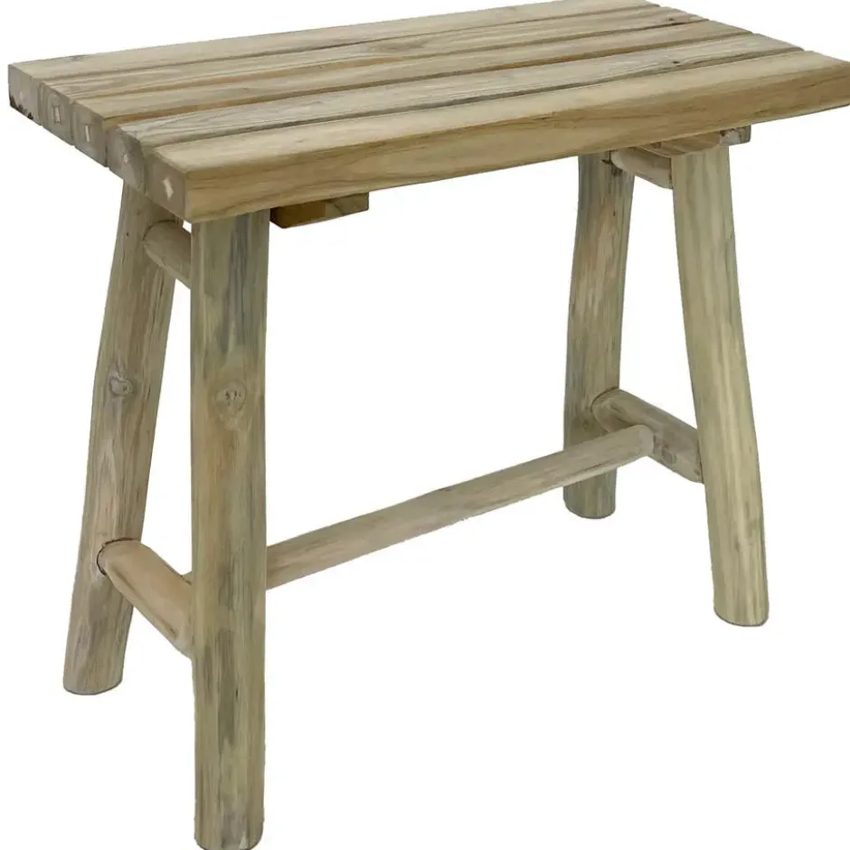 V/d Leeden Houten bankje - 43 x 21 x 38 cm - teakhout - zitbankje