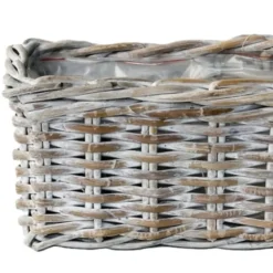 VD Leeden Opbergmand - antiek wit - 60 x 23 x 20 cm - rotan