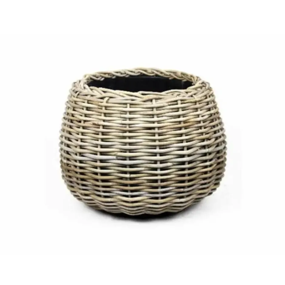 V/d Leeden Planten mand - rond - rotan - riet - 57x44cm - drypot