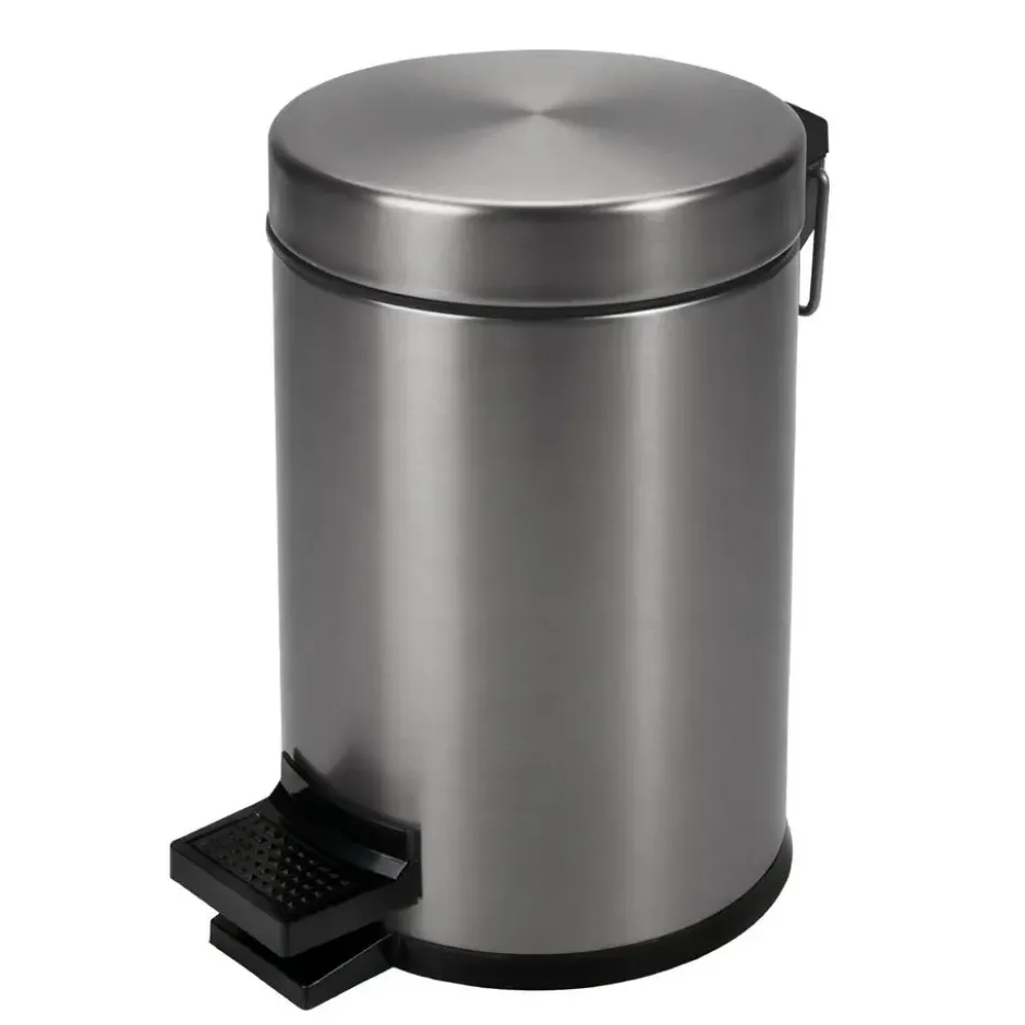 VDN Stainless Prullenbak - Pedaalemmer - Afvalbak - 3 Liter - RVS - Gun metal