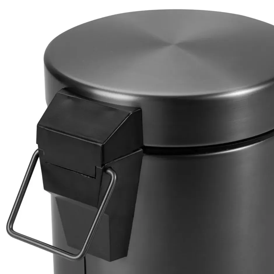 VDN Stainless Prullenbak - Pedaalemmer - Afvalbak - 3 Liter - RVS - Gun metal