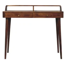 Verhoogde kastanjebruine sidetable met 2 lades, bruin