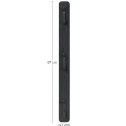 Verticale wandkapstok - met 3 haken - 6x67 cm - zwart