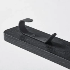 Verticale wandkapstok - met 3 haken - 6x67 cm - zwart