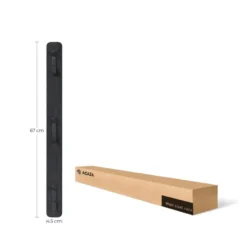 Verticale wandkapstok - met 3 haken - 6x67 cm - zwart