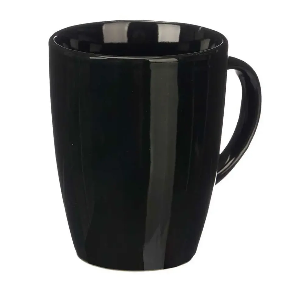 Vessia Design koffie mokken - 6x - zwart - keramiek - 330 ml