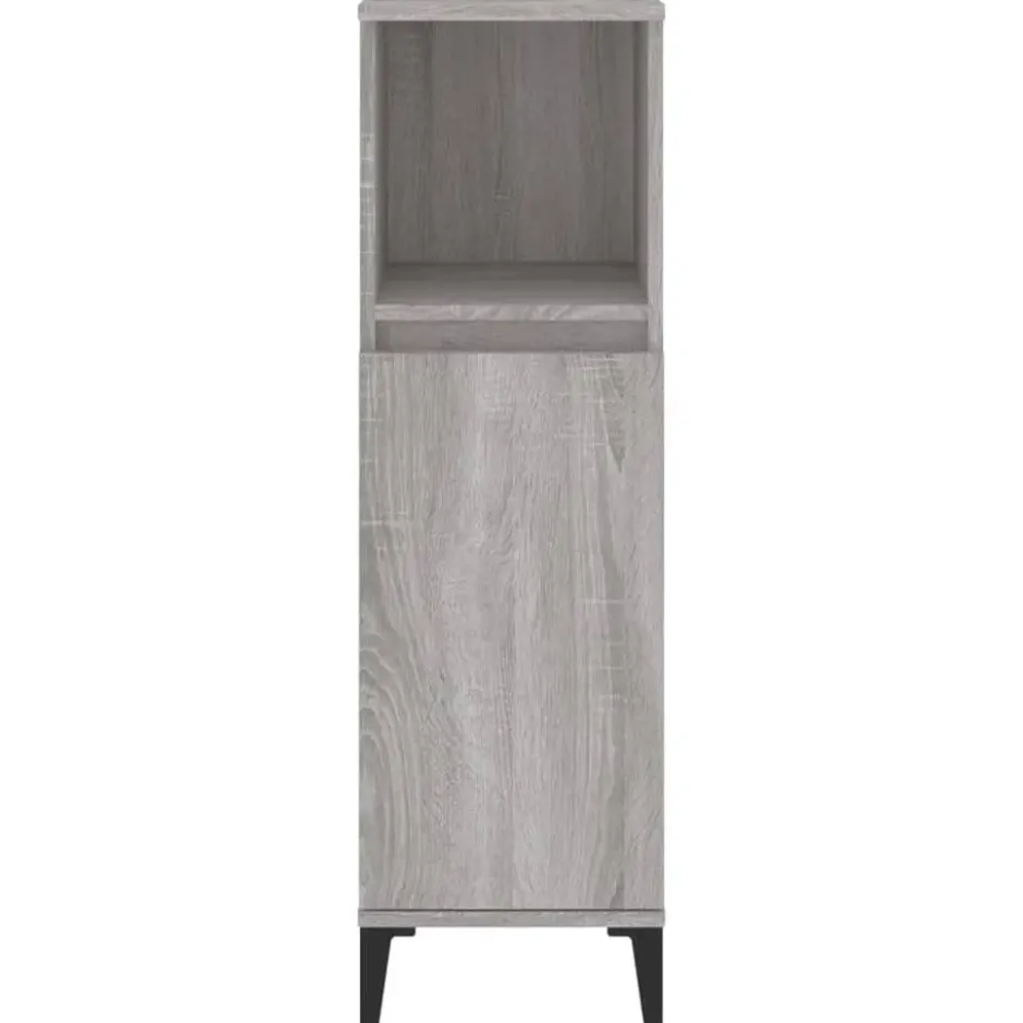 vidaXL - Badkamerkast bewerkt hout grijs sonoma eikenkleur 30x30x100 cm