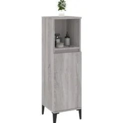 vidaXL - Badkamerkast bewerkt hout grijs sonoma eikenkleur 30x30x100 cm