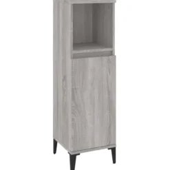 vidaXL - Badkamerkast bewerkt hout grijs sonoma eikenkleur 30x30x100 cm