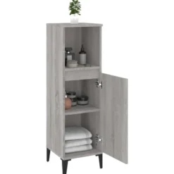 vidaXL - Badkamerkast bewerkt hout grijs sonoma eikenkleur 30x30x100 cm