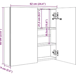 vidaXL - Badkamerkast - Grijs - MDF - 62 x 14 x 60 cm