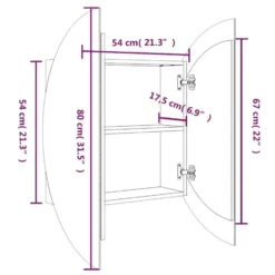 vidaXL - Badkamerkast met ronde spiegel en LED 54x54x17,5 cm zwart