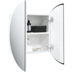vidaXL - Badkamerkast met ronde spiegel en LED 47x47x17,5 cm wit