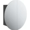 vidaXL - Badkamerkast met ronde spiegel en LED 47x47x17,5 cm zwart