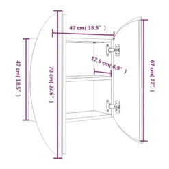 vidaXL - Badkamerkast met ronde spiegel en LED 47x47x17,5 cm zwart