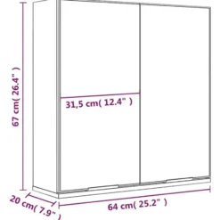 vidaXL - Badkamerkast met spiegel 64x20x67 cm gerookt eikenkleurig